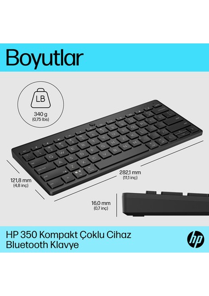 Hp 350 Kompakt Birden Fazla Cihazda Kullanılabilen Bluetooth Klavye Tr