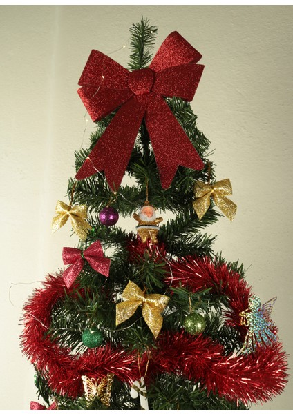 Yılbaşı Çam Ağacı Seti 150 cm Süper Set 60 Parça Süs + Led ışık + Kar Spreyi+ Tepelik fırsatları