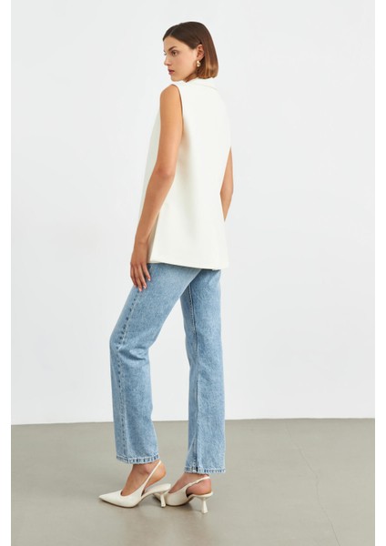 Krem Yırtmaçlı Uzun Astarlı Yelek indirimleri