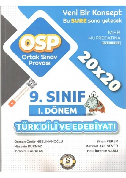 Süre Yayınları 9. Sınıf 1. Dönem Türk Dili ve Edebiyatı Ortak Sınav Provası 20X20 Deneme