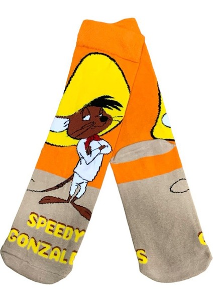 Speedy Gonzalez Karakter Desenli Pamuklu Soket Çorap