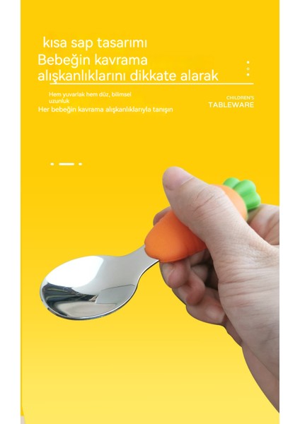 Kızlık ve Çocukluk Silikon Havuçlu Çocuk Kaşık ve Çatal Seti (Yurt Dışından) modelleri