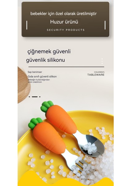 Kızlık ve Çocukluk Silikon Havuçlu Çocuk Kaşık ve Çatal Seti (Yurt Dışından) fırsatları