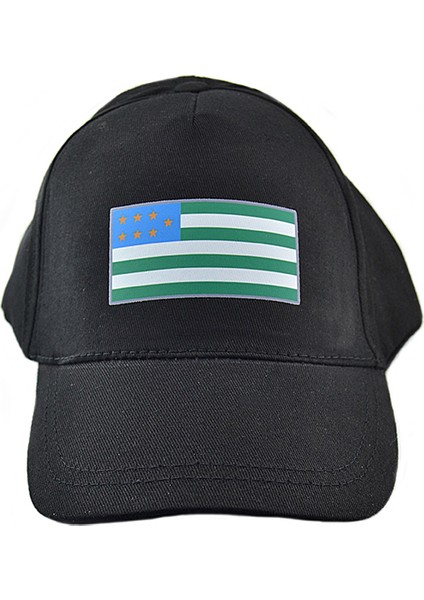 Kuzey Kafkasya Bayrak Baskılı Siyah Şapka