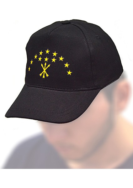 Çerkes Adige Bayrak Baskılı Siyah Şapka indirimleri