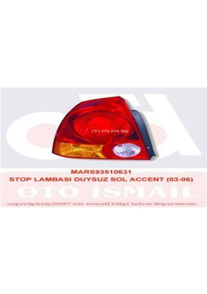 Stop Lambası Sol Accent Admıre 03>06 Duysuz -510631 Uyumlu