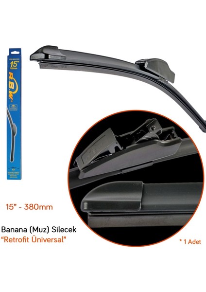 91015 Retrofit Üniversal 15 Inç / 380 mm Muz Silecek