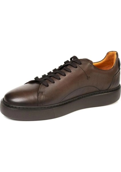 75162 Erkek Kahverengi Deri Sneaker Ayakkabı
