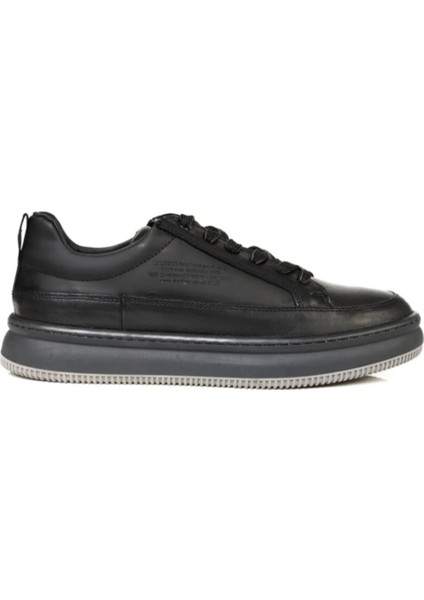 16380 Erkek Siyah Deri Sneaker Ayakkabı