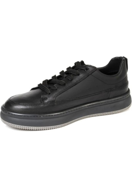 16380 Erkek Siyah Deri Sneaker Ayakkabı
