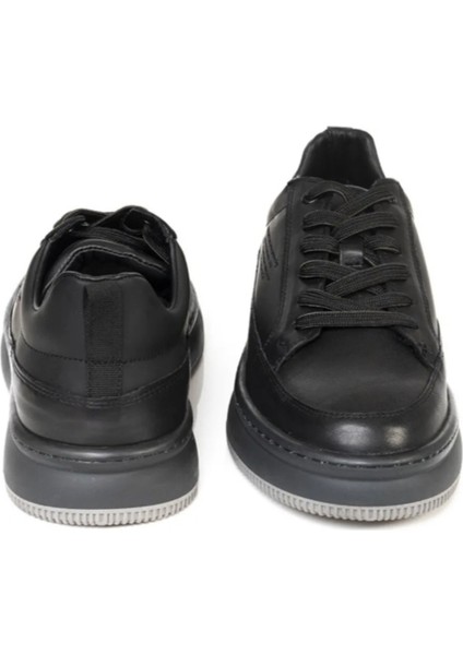 16380 Erkek Siyah Deri Sneaker Ayakkabı