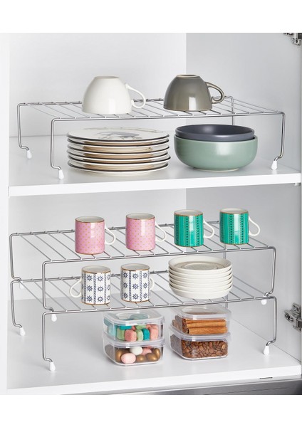 128 Krom Dolap İçi Raf Düzenleyici 47 cm Mutfak ve Banyo Kullanımına Uygun