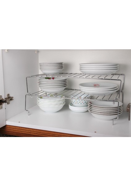 128 Krom Dolap İçi Raf Düzenleyici 47 cm Mutfak ve Banyo Kullanımına Uygun modelleri