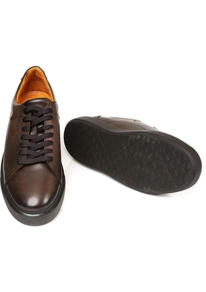 75162 Erkek Kahverengi Deri Sneaker Ayakkabı