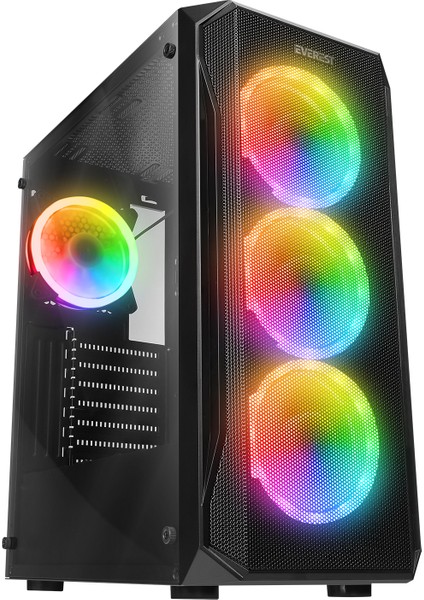 X-Racer Peak 600W Temperli Camlı 4*12CM Rgb Fan Mid-Tower Gaming Oyuncu Kasası