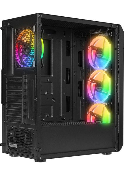 X-Racer Peak 600W Temperli Camlı 4*12CM Rgb Fan Mid-Tower Gaming Oyuncu Kasası