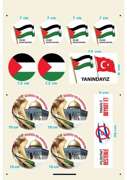 Naturel Basım Filistin Temalı Stıcker Etiket-Opak