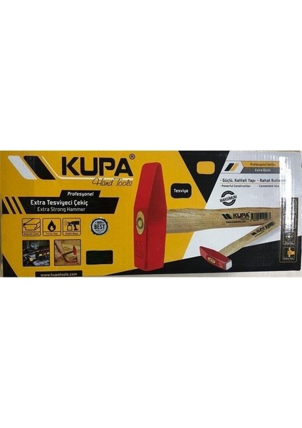 Kupa Ahşap Saplı Tesviyeci Çelik Çekiç 2000 Gr.