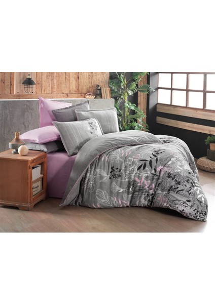 Ines Flanel Nevresim Takımı King Size V1-Gri