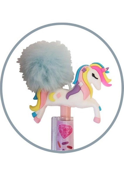 Unicorn Ponponlu Versatil Kalem Mavi 1 Adet Tek Boynuzlu Pompom 0,7 Uçlu Kalem Hediye Kalem Figürlü Sevimli Kalem