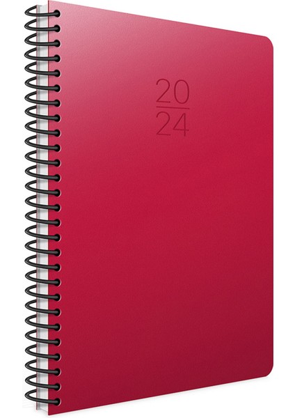 2024 Spiralli Haftalık Ajanda 20X28 cm 422-SEK Kırmızı