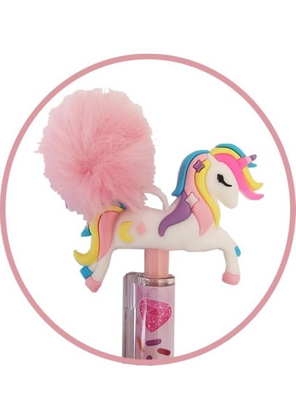 Unicorn Ponponlu Versatil Kalem Pembe 1 Adet Tek Boynuzlu Pompom 0,7 Uçlu Kalem Hediye Kalem Figürlü Sevimli Kalem