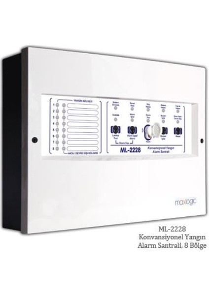 Maxlogic ML-2228 8 Bölgeli Konvansiyonel Yangın Alarm Santrali EN54-2/4 Sertifikalı