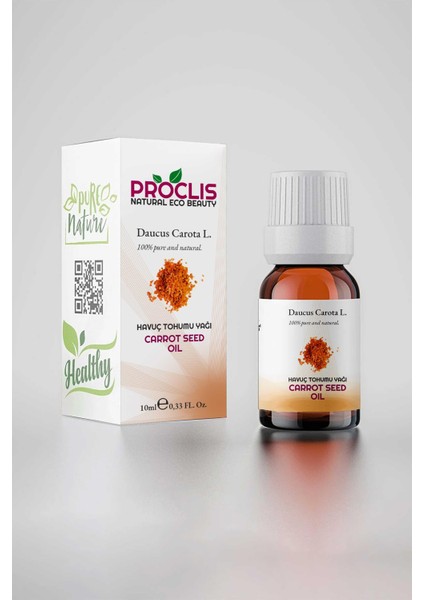 %100 Doğal Havuç Tohumu Yağı, Cam Şişe 10 ml