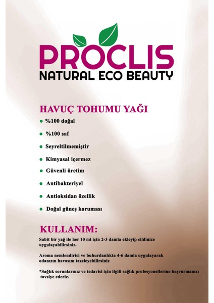 %100 Doğal Havuç Tohumu Yağı, Cam Şişe 10 ml