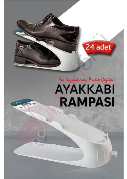 24 Adet Beyaz Ayakkabı Rampası Ayakkabı Düzenleyici Organizer