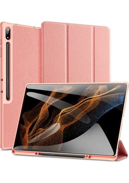 Xfashion Samsung Galaxy Tab S9 Ultra Üçlü Tablet Kılıfı Pu Deri Deri Stand Folio Cover (Yurt Dışından)