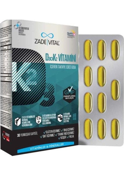 D3 + K2 Vitamini Içeren Takviye Edici Gıda 30 Yumuşak Kapsül