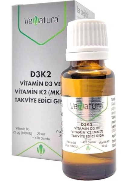 Vitamin D3 Ve Menaquinon 7 Takviye Edici Gıda 20 Ml