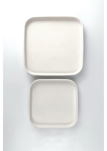 Kare Tabak Seramik Bisküvi 2'li Set (Ham Ürün)