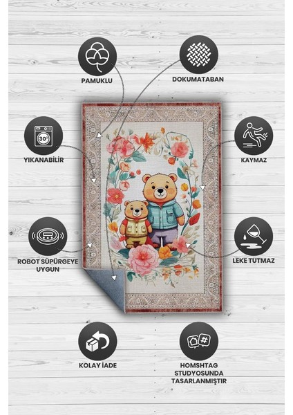 Çok Renkli Halı Dokulu Çocuk Odası Halısı Etnik Desenli Çocuk Halısı Çiçek Temalı Halı fırsatları