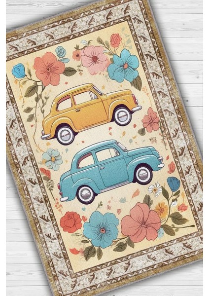 Çok Renkli Dokulu Çocuk Odası Halısı Dokuma Rustik Çocuk Halısı Modern Araba Temalı Halı fiyatları