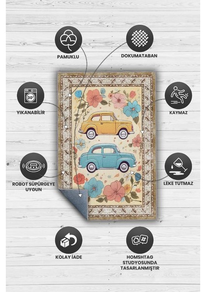 Çok Renkli Dokulu Çocuk Odası Halısı Dokuma Rustik Çocuk Halısı Modern Araba Temalı Halı fırsatları