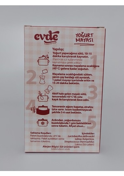 Evde Kolay Yoğurt Mayası 5'li 1 gr x 6 Paket