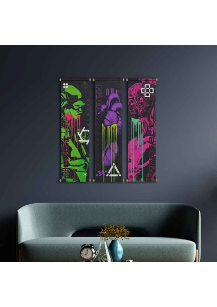 Code Kumaş Poster Set, Duvar Dekorasyonu, Özel Tasarım Duvar Halısı, Duvar Örtüsü
