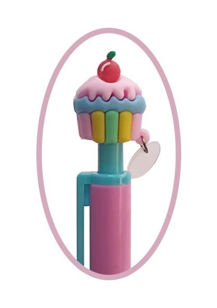 Cupcake Versatil Kalem Pembe 1 Adet Pasta Kapkek Figürlü 0,7 Uçlu Kalem Hediye Kalem Sevimli Kalem