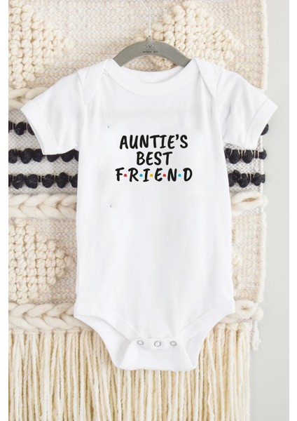 Auntie's Best Friend Yazılı Bebek Alttan Çıtçıtlı Yazılı Body - Beyaz