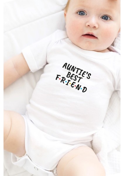 Auntie's Best Friend Yazılı Bebek Alttan Çıtçıtlı Yazılı Body - Beyaz