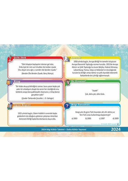 Bilge Kültür Takvimi 2024 modelleri