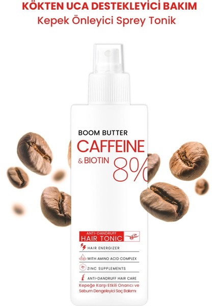 Boom Butter Caffeine Biotine Yavaş Uzayan Kepeklenen Saçlar İçin Tonik 150 ml