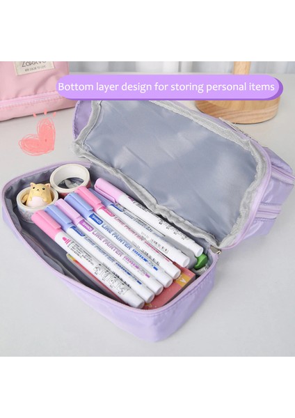 5 Katlı Büyük Kapasiteli Kalem Kutusu Çantası - Pembe (Yurt Dışından) fiyatları