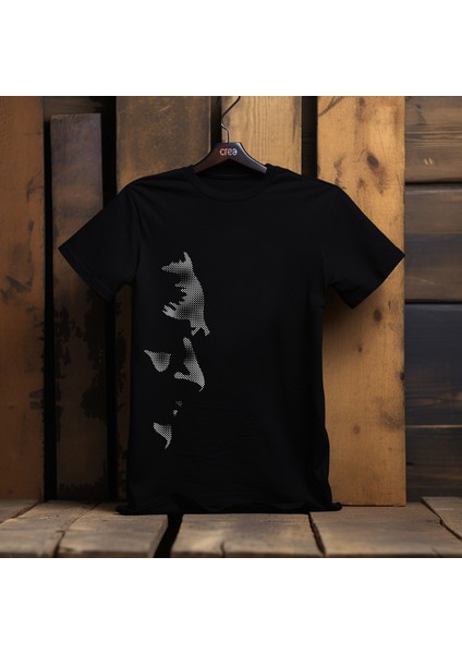 Noktasal Atatürk Silüetli Özel Tasarım Baskılı Bisiklet Yaka 100% Pamuklu Tişört Siyah fiyatları