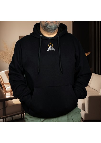 Anka 3 Kartal Illüstratif Baskılı Oversize Hoodie Sweatshirt Siyah fiyatları