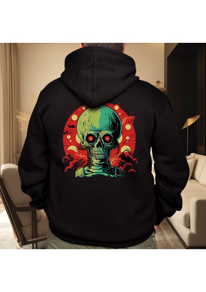 Ufo Danger Illüstratif Baskılı Oversize Hoodie Sweatshirt Siyah fiyatları