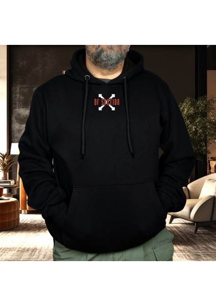 Of Section Snake Illüstratif Baskılı Oversize Hoodie Sweatshirt Siyah