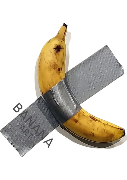 Banana Art Tasarım Baskılı Bisiklet Yaka 100% Pamuklu Tişört Beyaz
